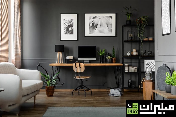 بهترین ترکیب رنگ دکوراسیون اداری با طوسی+ سفید+ مشکی